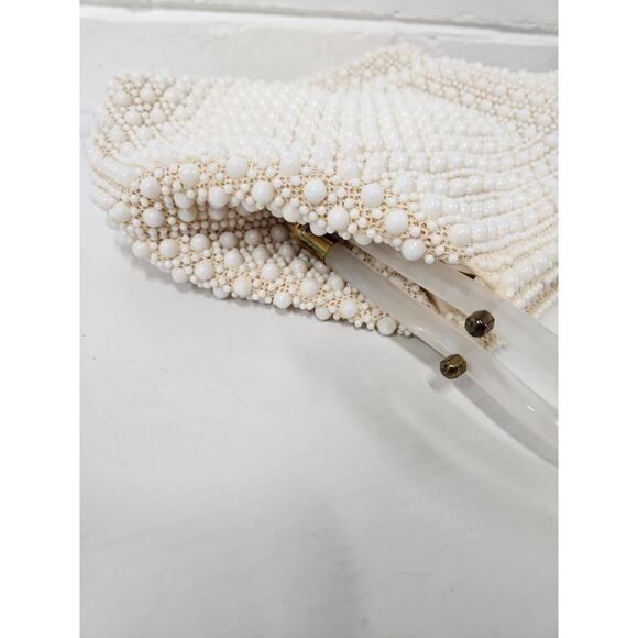 Vintage Laura USA Made In Hong Kong Pearl Beaded Handbag/Purse, Double Handle - Picture 10 of 16